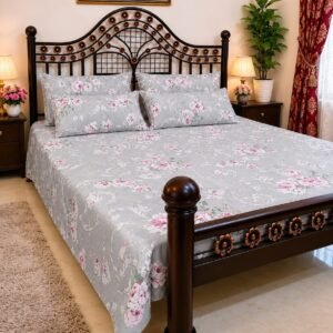 Premium Print King Size Bedsheet 4 Pillow Set